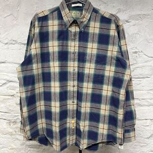 Vintage 90s BD BAGGIES Plaid Cotton Canvas Button Down Shirt Trad Made in USA